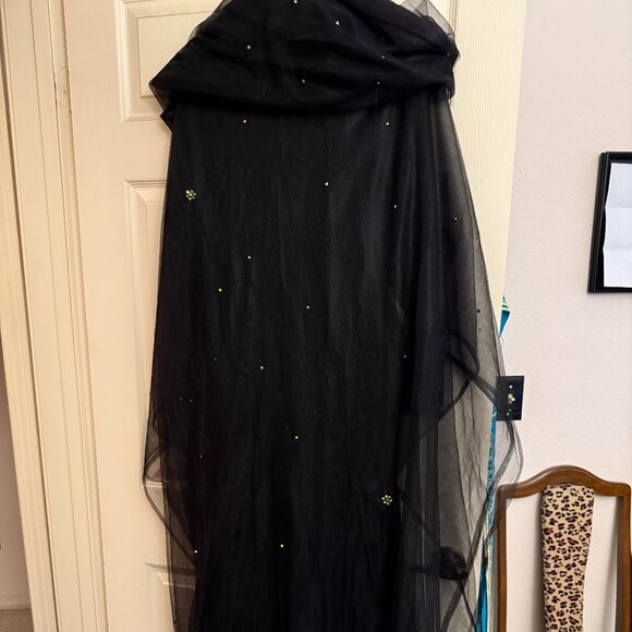COSPLAY/HALLOWEEN  COSTUME WITH FLOOR LENGTH TULLE HOODED CAPE - Picture 7 of 13